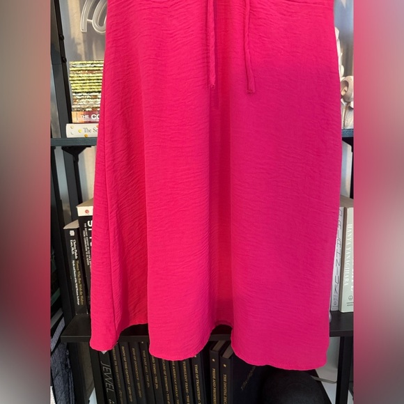Monteau Fuchsia Bright Pink Tie Front Ruched Dress - Picture 5 of 6